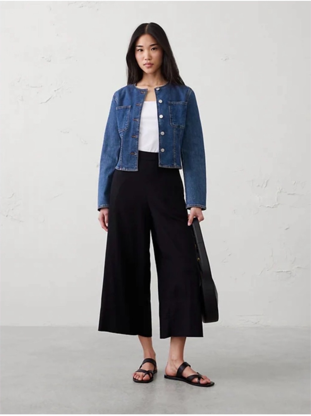 Banana Republic ANYDAY WIDE-LEG HIGH-RISE LINEN-BLEND CROPPED PANT SP